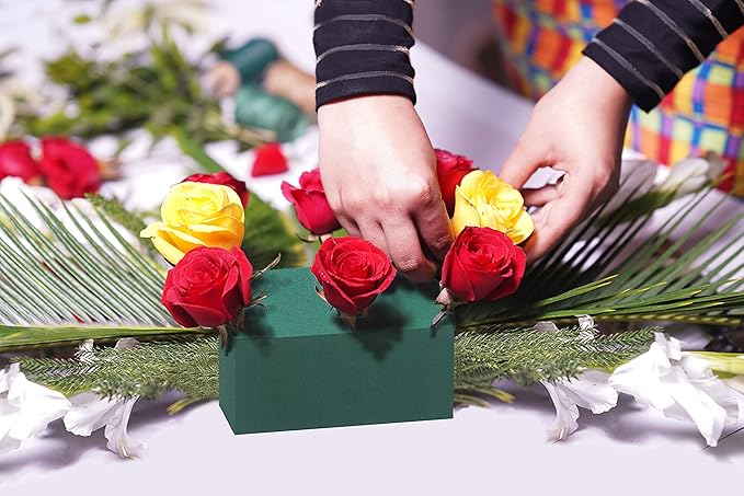 FLOFARE Pack of 6, Dry and Wet Floral Foam Blocks for Fresh and Artificial Flowers, Each (7.8” L x 3.5” W x 2.4” H), for Wedding, Birthdays, Home, Office, and Garden Decorations