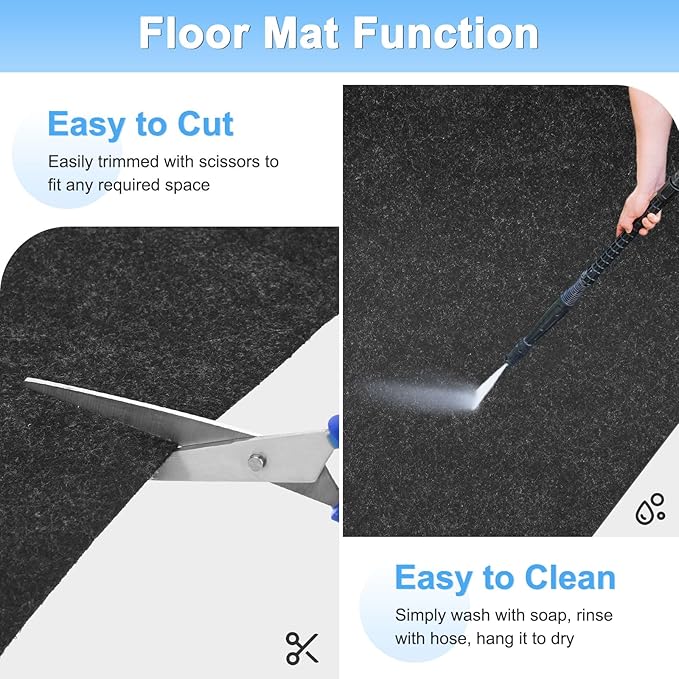 M METERXITY 3MM Thickened Outdoor Storage Shed Mat, 9.2 x 5 FT Garage Floor Mats with Reusable, Washable, Non Slip, Durable for Protects Garage Floors/Driveways/Entrance Doors/Deck [Gray]