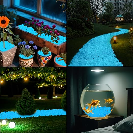 100PCS 1-1.2" White Glow in The Dark Stones Luminous Stones White Glow Stones for Yard Fish Tank Walkway Pathway Aquarium Garden Outdoor Decor
