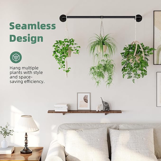 Galood Plant Hanger Indoor Hanging Planters for Indoor Plants Hanging Plant Holder Black Metal Rod(Pot/Chain/Plant not Included