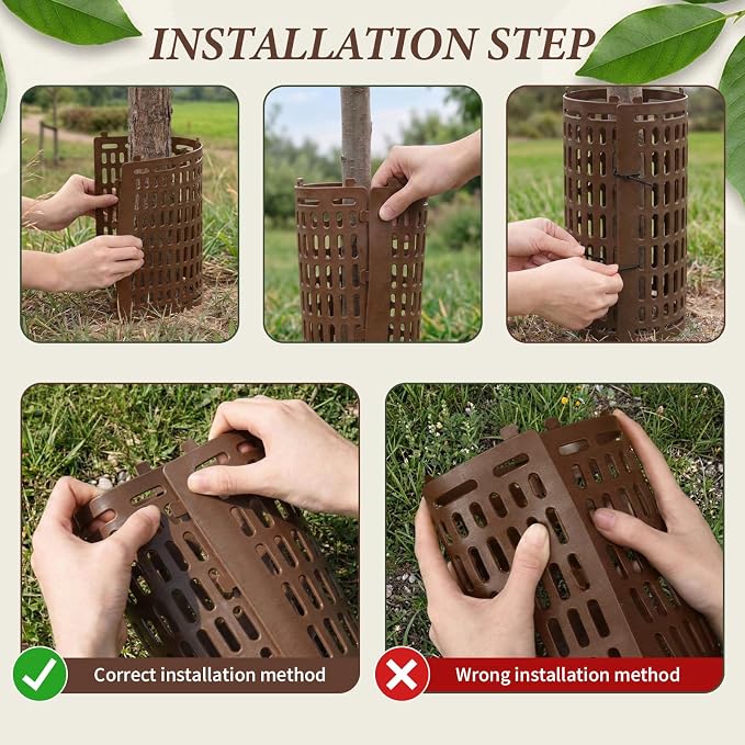 Boao 15 Pieces Plastic Tree Trunk Protector Trees Guard Bark Plant Protectors Locking Tree Guard with 100 Pieces Zip Ties for Protecting Trees from Trimmers and Small Animals (Brown)