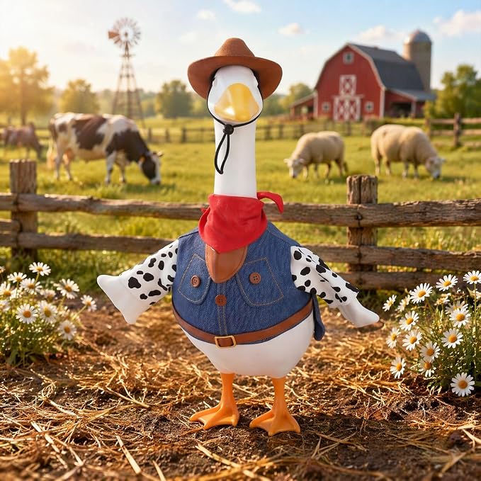 Cowboy Porch Goose Outfits Clothes for Party Decor, 4th of July Decorations, 250 Anniversary USA Merchandise Lawn 23 inch Porch Goose Costume Clothing for Patio Yard