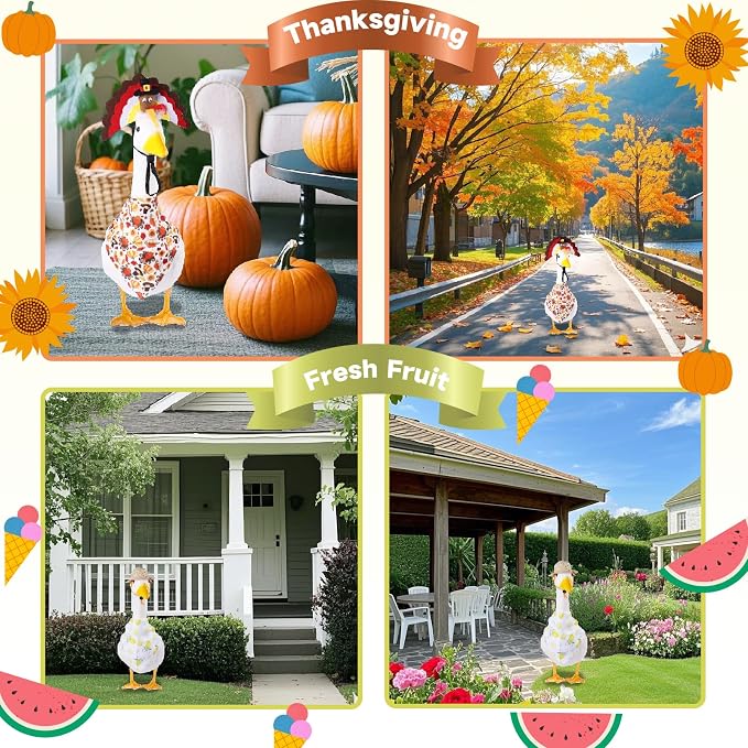 All Season Porch Goose Outfits Clothes Costume Clothing for Plastic Cement Goose Statue Patio Yard Outdoor Decor