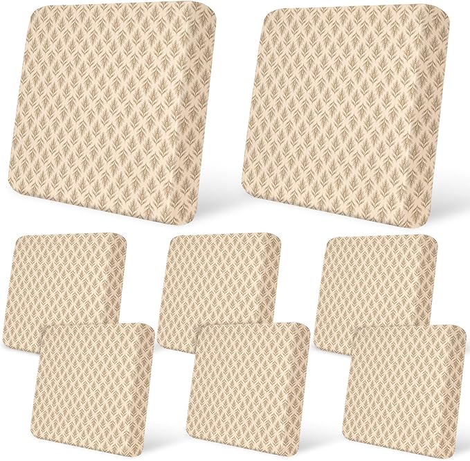 pickyNproud 8Pcs Patio Cushion Covers Stretch Outdoor Couch Cushions Slipcovers Replacement Washable Furniture Protector with Elastic Bottom Sofa Chair Seat Cover, Brown Leaf