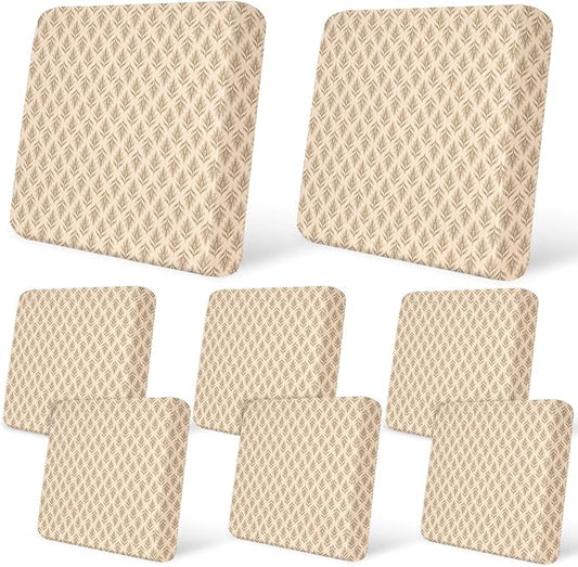 pickyNproud 8Pcs Patio Cushion Covers Stretch Outdoor Couch Cushions Slipcovers Replacement Washable Furniture Protector with Elastic Bottom Sofa Chair Seat Cover, Brown Leaf