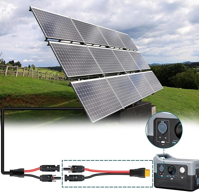 XT60 Connector, MC4 to XT60 Extension Charging Cable 10FT, Solar to XT60 Cable 12AWG