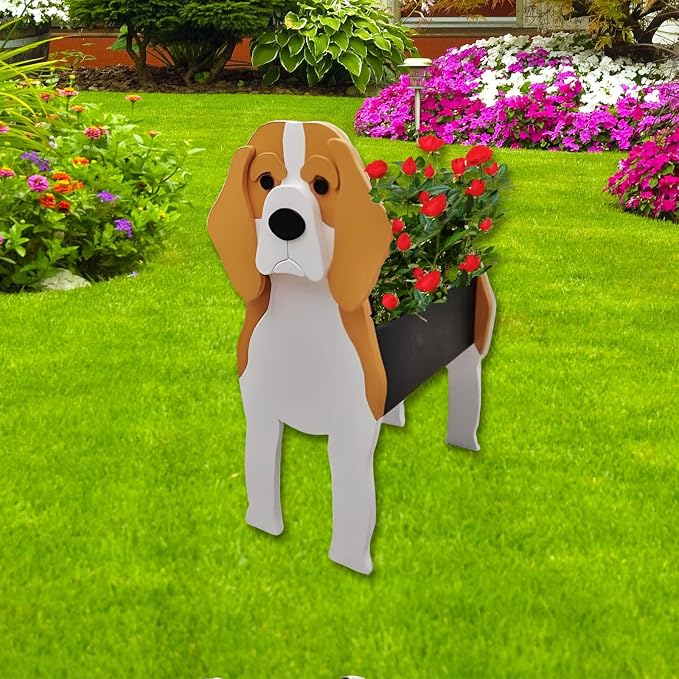 Beagle Dog Planter Plant Pots,Cute Dog Flower Planter,Gifts for Pet Lovers,Unique Animal Plant Pots,Office,Indoor Outdoor Garden Decor(9.45 * 6.77 * 13.46in