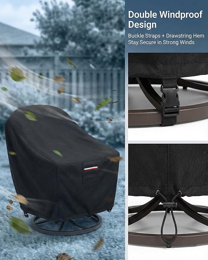 Outdoor Patio Chair Covers 4-Pack, Heavy Duty 600D Oxford Fabric, Weather Resistant Waterproof Furniture Protectors, Black, 35x37x36 inches