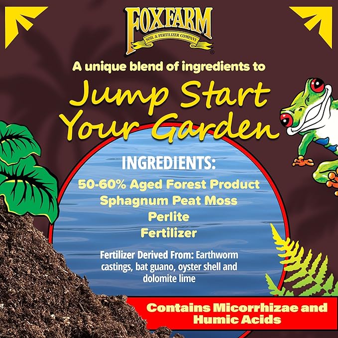 FoxFarm Happy Frog Potting Soil with 2 Plant Tags, 2 cu ft – Indoor/Outdoor Container Plants – Mycorrhizae & Humic Acids
