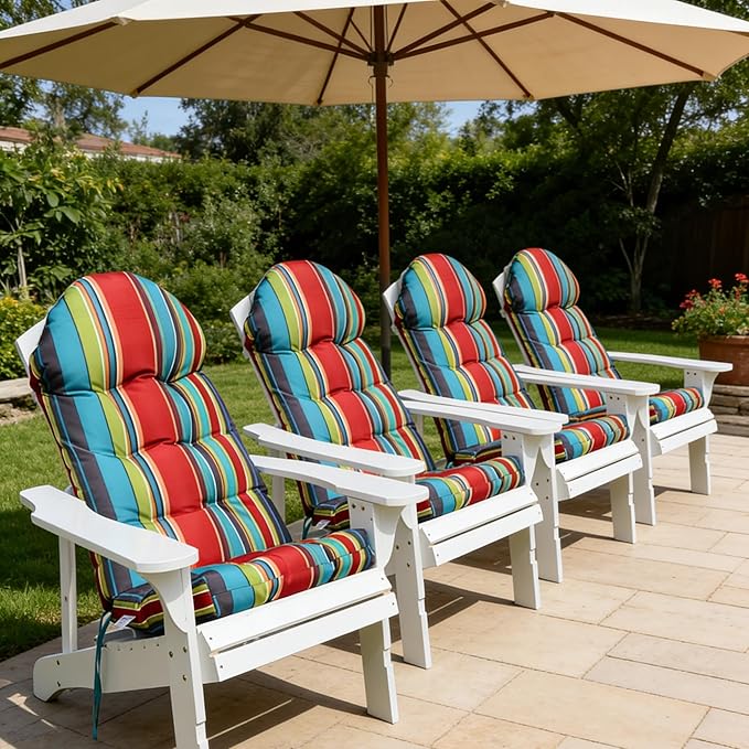 Enipate Weather Resistant Adirondack Chair Cushions High Back Indoor Outdoor Patio Tufted Lounge Cushion Seat Pads
