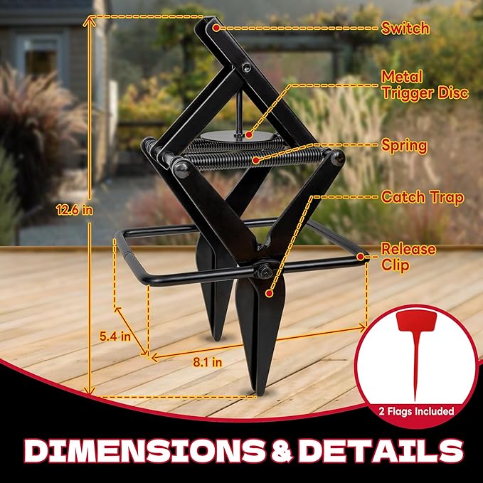 Mole Traps 2 Pack, Scissor Mole Trap that Kill Best，Mole Traps for Lawns Ground，Easy Step Mole Eliminator，Black Coated