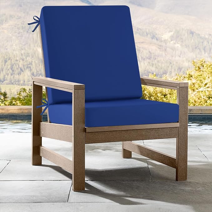 idee-home Outdoor Dining Chair Cushion, Patio Seat Cushion High Back Waterproof Seat Pads with Removable Cover, Indoor Chair Pads Deep
