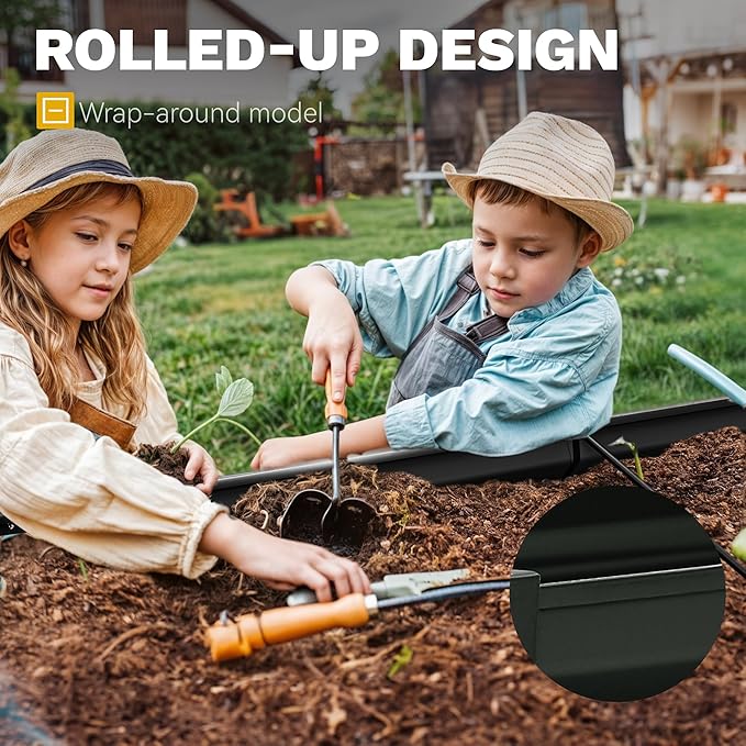 DWVO 2pcs 6 x 3 x 1.5 FT Raised Garden Bed Kit, Outdoor Galvanized Flower Bed with Gloves, Large Metal Planter Box for Vegetables, Flowers, Herbs, Fruits, Black