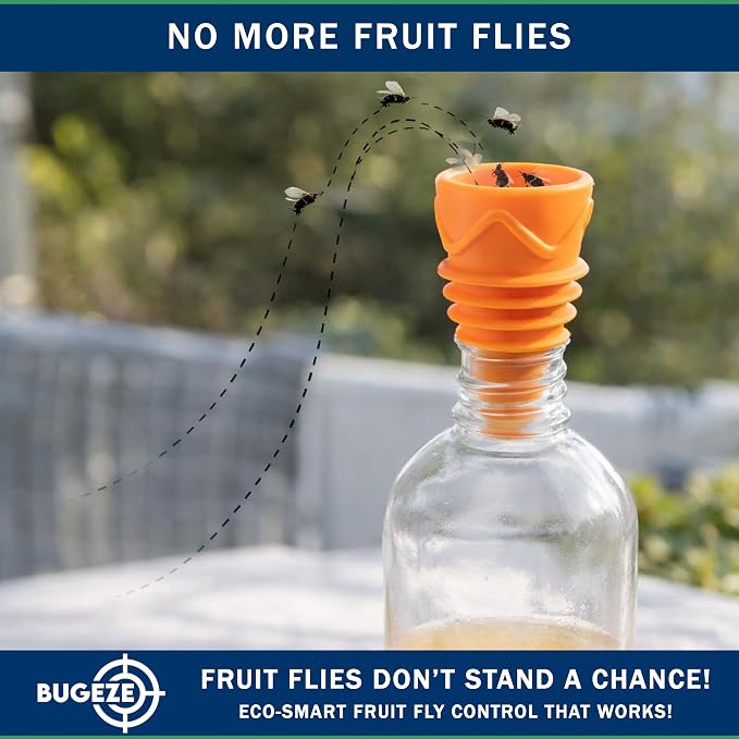 BUGEZE USA Bottle Top Fly Trap [6 Pack - Orange]