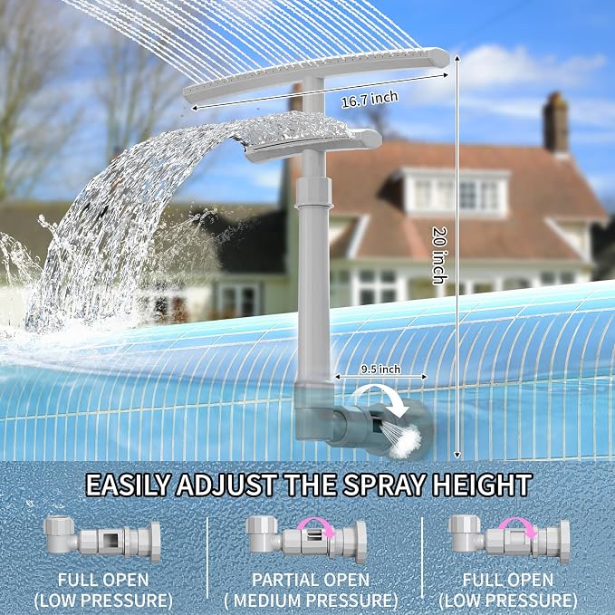 2 Pack Pool Fountain for Above and Inground Pools, Dual-Layer Spray Pool Waterfall Sprinkler Chiller Aerator, Water Fountain Swimming Pool Accessories (for in-tex & Best-Way & Hay-Ward & Cole-Man)