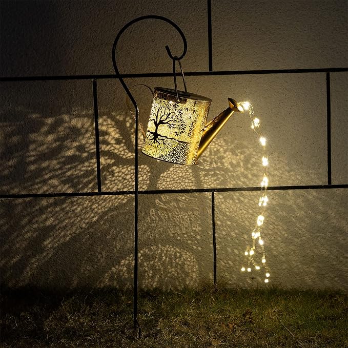 JIAJIAMEI Large Solar Watering Can Lights Big Tree Outdoor Garden Decor, Waterproof Cascading LED Hanging Lights, Gifts for Mom Grandma Women Birthday Mother's Day - Yard Porch Patio Backyard