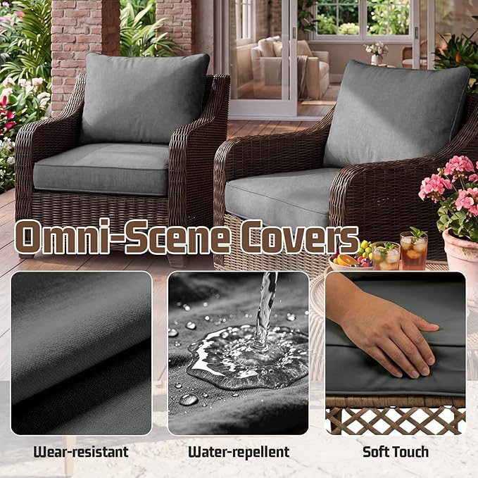 4pcs Outdoor patio cushion covers replacement, 24" zippered outdoor cushion covers waterproof, UV Resistant & Washable patio furniture cushion covers waterproof for Patio Sectional, Lght Grayi
