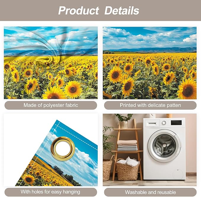 7 * 16FT Summer Garage Door Cover Decorations Sunset Palm Trees Garage Door Banner for Outdoor Indoor Summer Party Photography Backdrop (sunflower, 7 * 16 ft)