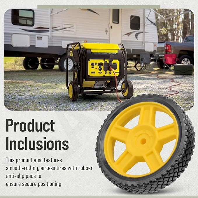 8-Inch Never-Flat Generator Wheel Kit for Predator 4000 6500 8750 Watt Generators, Equipped With An Adjustable Handle