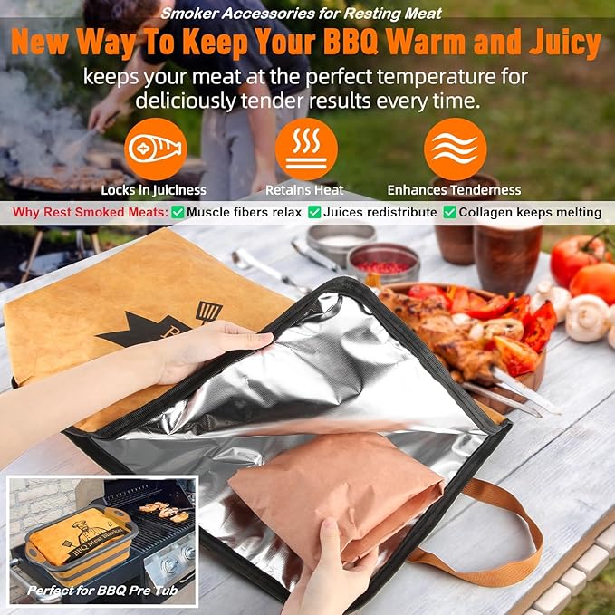 21in BBQ Blanket for Resting Meat-Air Fryer/Dough/Kitchen/Smoker Accessories Party Picnic Camping-Insulated Bag for Brisket/Pork Shoulder/Turkey-Anniversary Birthday Gift for Men