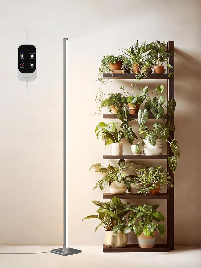 Standing Grow Light with Auto-Timer, 36W Vertical Grow Lights for Indoor Plants,3 Light Modes,268 LEDs Detachable Full Spectrum Plant Lights for Wide Area Coverage in Indoor Plants (60IN-Silver)
