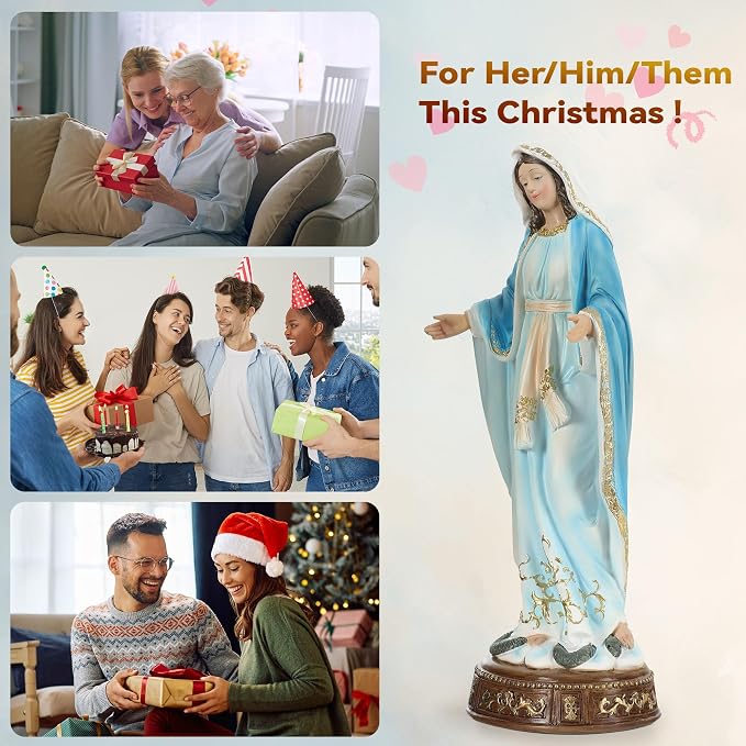 12" H Virgin Mary Staue Catholic, Blessed Mother Mary Statue, Our Lady of Grace Nativity Figurines Church Altar Home Holiday Decor, Inspiring Christmas Decor or Gift for Peace & Love
