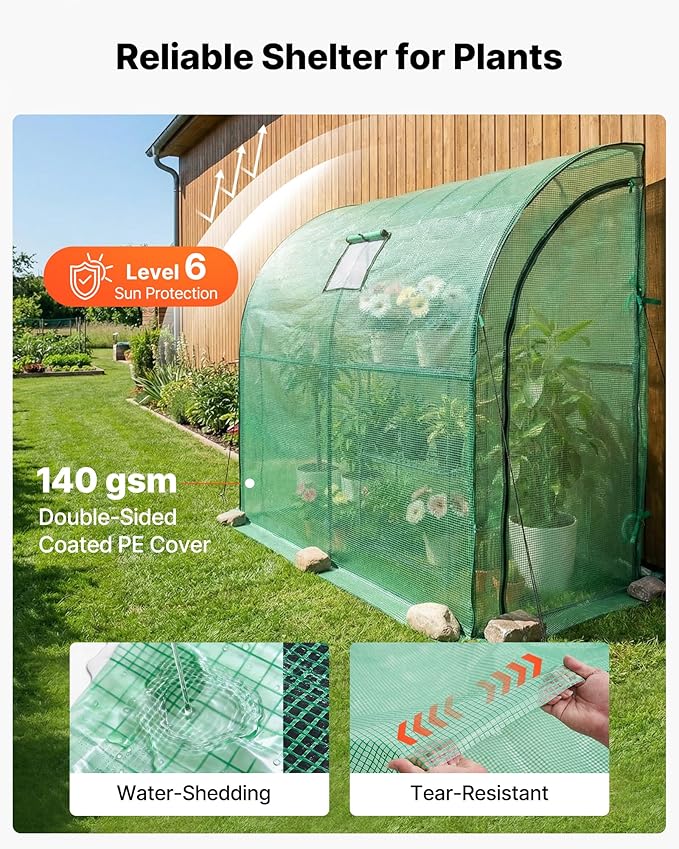 VEVOR Walk-in Greenhouse, 78" x 39.4" x 78.7" Greenhouse for Outdoors with Window, PE Cover, 3-Tier Shelf, Roll-Up Zipper Doors, Walk in Green House Kit, Portable Plant Garden Hot House for Backyard