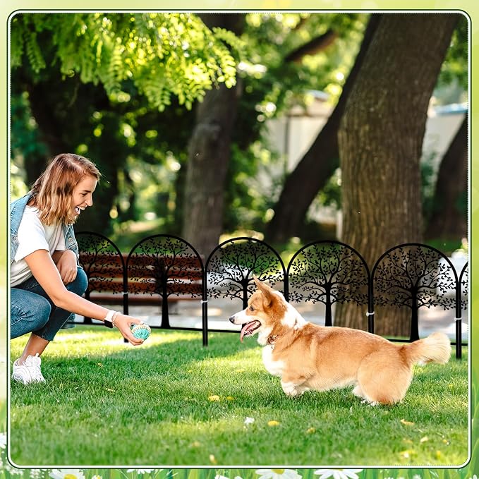 Yaocom 6 Pack Tree of Life Decorative Garden Fence Border 16.5''H x 11.8''W Animal Barrier Border Metal Arched Garden Fencing Panels for Easter Flower Bed Outdoor Patio Yard Decor