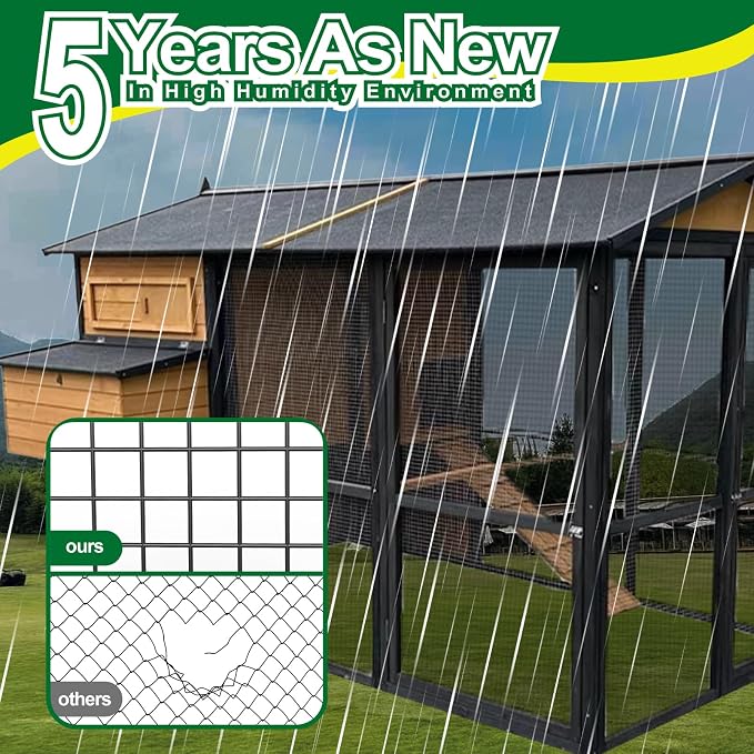 Hardware Cloth 1/2 inch 48 x 100 ft Black 19 Gauge Vinyl Coated Welded Wire Mesh Roll PVC - Coated Welded Wire Fence Perfect for use as Chicken Wire Fencing mesh