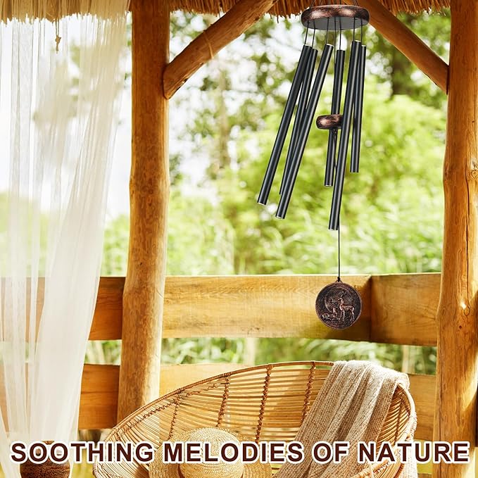 Wind Chimes for Outside, Vintage Deer Deep Tone Wind Chime Outdoor Clearance, Patio Porch Balcony Decoration, Garden Hanging Decor for Women Mom Grandma (32" Deer)