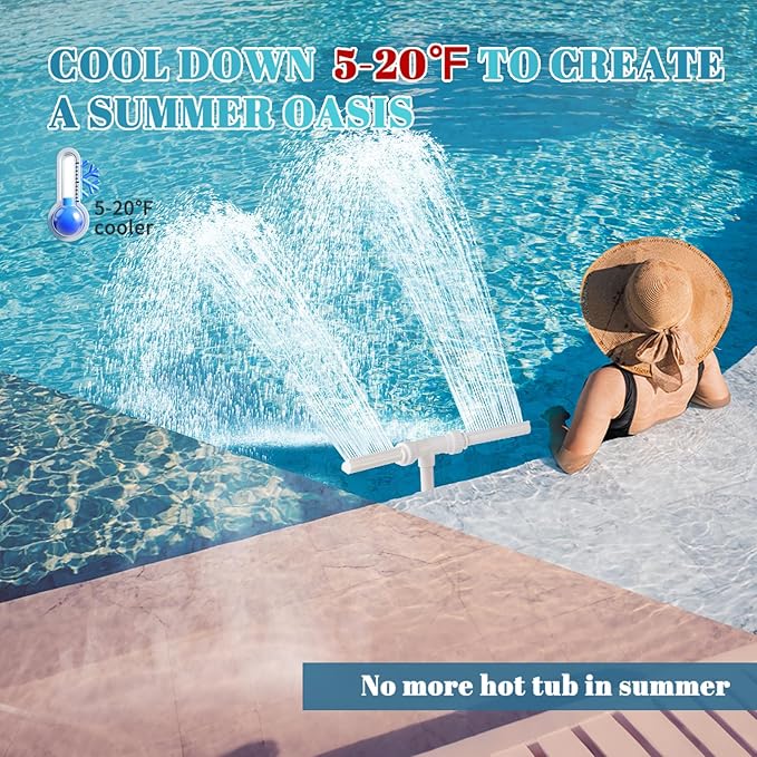 Klleyna Water-Fountain Dual Spray Swimming-Pool-Accessories - Upgrade Above/Inground Waterfall Cooler, Adjustable 2 in 1 Nozzle, High Pressure Pond Aerator, Garden Sprinkle Feature Outdoor Décor
