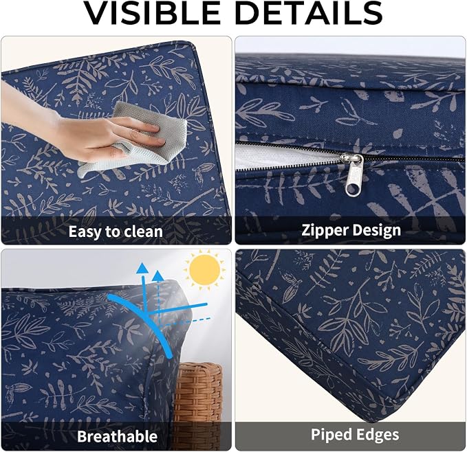 14 Piece Outdoor Patio Cushion Covers Replacement Waterproof with Zipper for 6-Seater Sectional Couch Chair Patio Furniture Conversation Sofa Seat Cushions Slipcovers Set, Only Cover