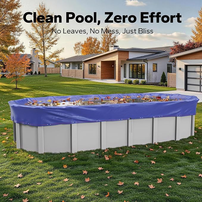 16x25 FT Oval Winter Pool Cover, Steel Cable and Pulley, Above Ground Pools