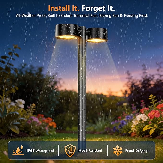 2X Brighter Solar Pathway Lights Outdoor, 150° Adjustable Dual-Head 18 LED Solar Lights Outdoor Waterproof, Up to 15 Hrs Auto On/Off Landscape Path Lights for Yard Garden Driveway Lawn, 2 Pack
