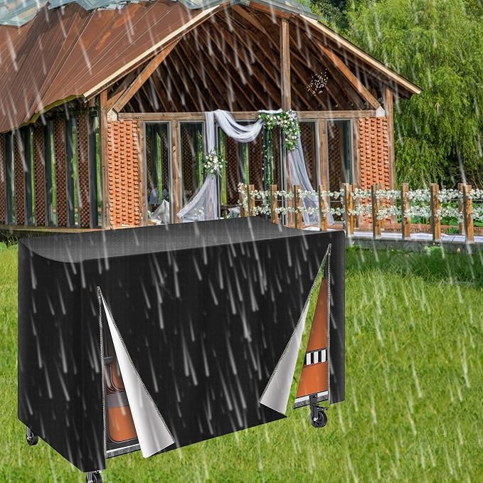 Folding Chair Rack Cover for VEVOR, Waterproof Folding Chair Storage Covers Metal Chairs Rack Cover- 73” L x 35" W x 42" H, Black