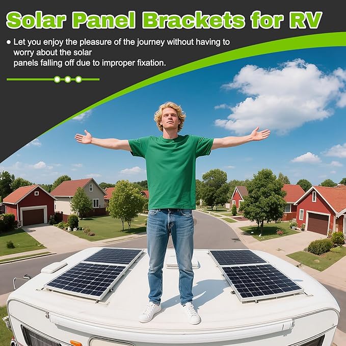 2 Pack 45inch Adjustable Solar Panel Tilt Mount Brackets with Foldable Tilt Legs for 45" Panels | 2400Pa Windproof Adjustable Brackets Kit for RV/Roof/Ground Fits EcoFlow/Jackery/Bouge RV