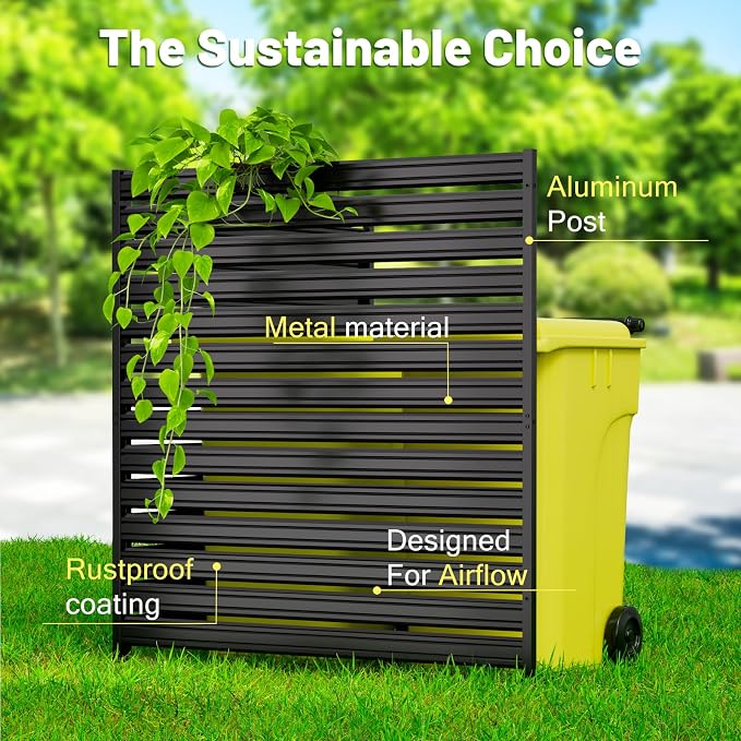 1 Panel No-Dig Metal Privacy Fence Screen, 60" H × 48" W Outdoor Air Conditioner Fence, Rustproof AC Unit Cover to Hide Trash Bins, Pool Equipment Enclosure, Decorative Garden, Patio & Backyard