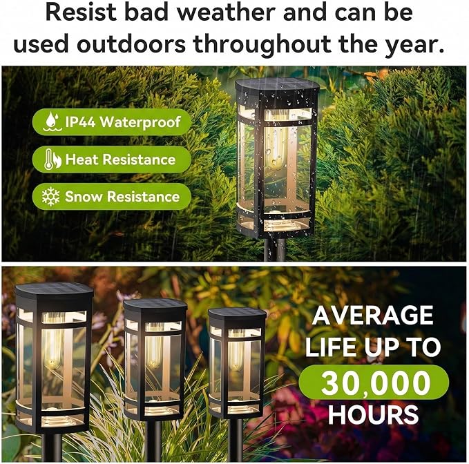 EXCMARK 16 Pack Solar Lights Outdoor Waterproof for Garden Pathway Walkway Driveway Yard Lawn Decorative Landscape Lighting. (Warm White Light, 16)