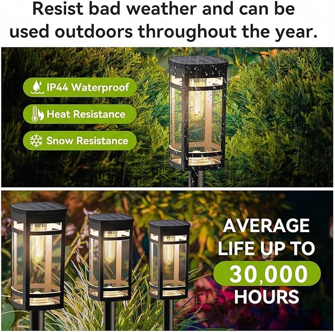 EXCMARK 2 Pack Solar Lights Outdoor Waterproof for Garden Pathway Walkway Driveway Yard Lawn Decorative Landscape Lighting. (Warm White Light,2)