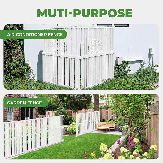 Air Conditioner Fence 2 Panels, 50" W x 50" H Outdoor Trash Can Fence, Easy Assembly Decorative Privacy Screen for AC Units & Pool Equipment