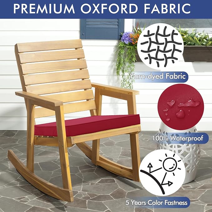 Outdoor Chair Cushions 16 x 17 Inch, Set of 6, Water Resistant Patio Chair Cushions with Tie 3 Year Color Fastness Thick Outdoor Seat Cushion for Garden Lawn Patio Furniture Burgundy