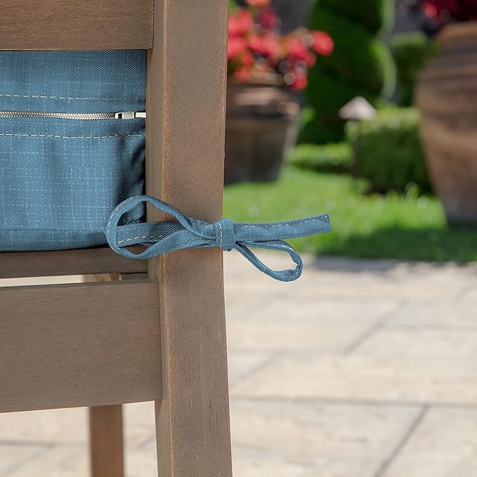 Arden Outdoor Deep Seat Cushion Set (2-Pack), 24 in x 24 in, Weather-Proof, Rain-Proof, Fade Resistant Patio Cushion for Chair, Sofa, and Couch French Blue Linen Stripe