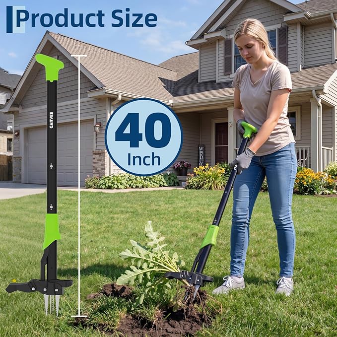 Garvee 40" Long Handle Stand Up Weed Puller - 4-Claw with Ejector Gardening Hand Weeding Tool Easy-Eject Easily Remove Weeds Without Bending, Pulling, or Kneeling.