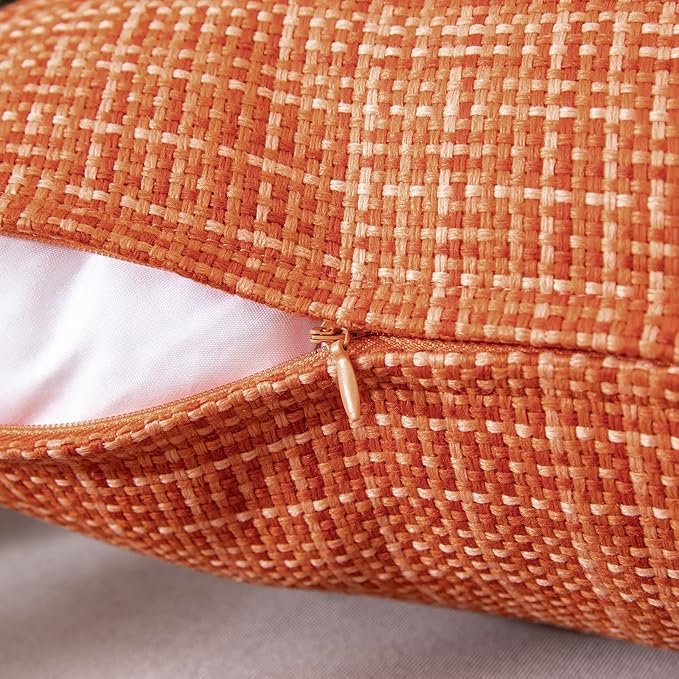 MIULEE Outdoor Waterproof Throw Pillow Covers Decorative Farmhouse Water Resistant Cushion Covers for Tent Patio Garden Couch Sofa Pack of 2, 20x20 Inch Orange