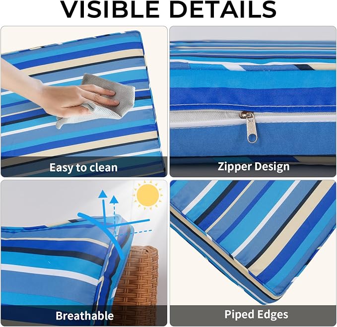14 Piece Outdoor Patio Cushion Covers Replacement Waterproof with Zipper for 6-Seater Sectional Couch Chair Patio Furniture Conversation Sofa Seat Cushions Slipcovers Set, Only Cover