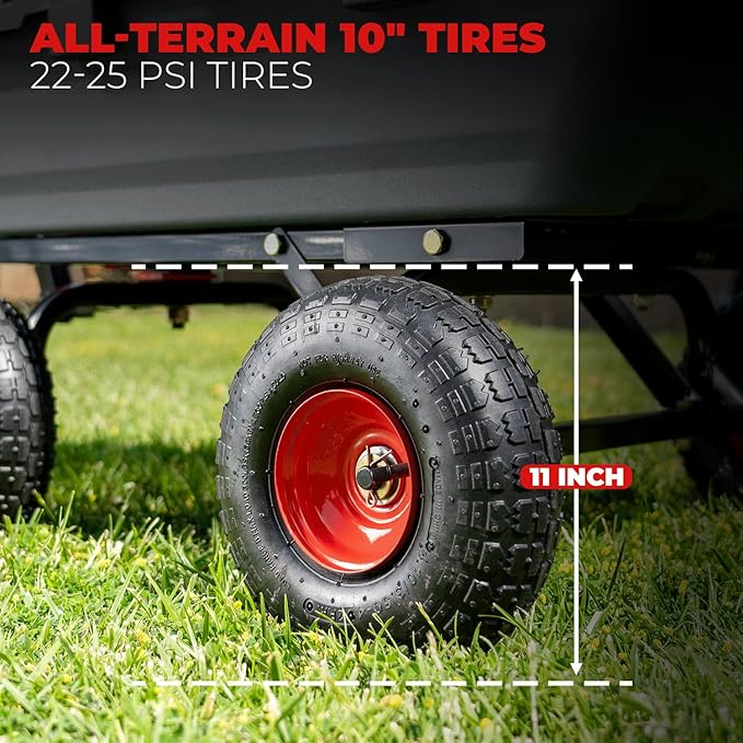 XtremepowerUS 2-in-1 Convertible Handle Heavy Duty Garden Cart Dump Wagon Utility 800-Pound Dump Cart Utility Cart for Yard, Farm 10" Pneumatic Tires