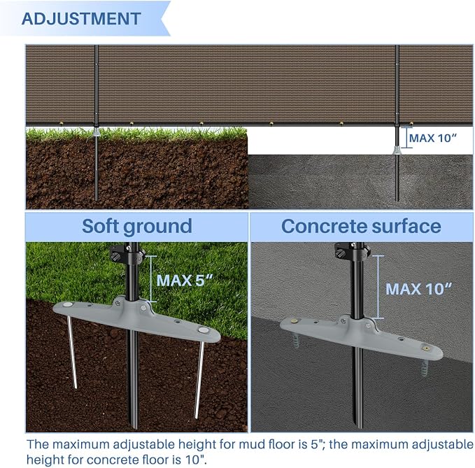 E&K 6'x93' Outdoor Privacy Screen Fence Panel Freestanding Backyard Patio Privacy Pool Fencing Temporary Garden Dog Fence with Iron Poles and Rails (Brown)