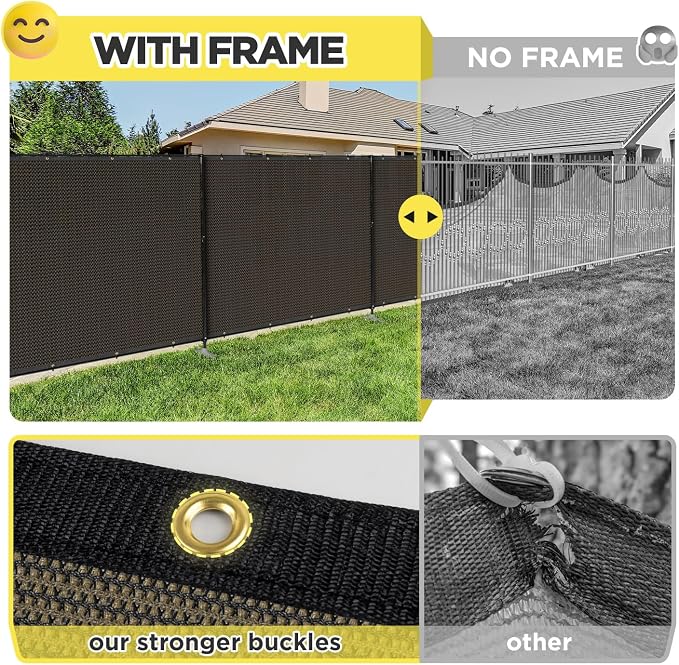 5' x 9' Brown Outdoor Privacy Screen Freestanding 240 GSM Privacy Fence Panels for Outside, Pool Fences with Poles, Backyard Temporary Fencing, Privacy Wall Ground Pole Fence