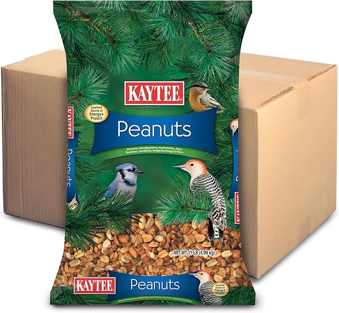 Kaytee Shelled Peanuts for Cardinals, Blue Jays, Woodpeckers and Other Outside Wild Birds, 11 Pounds