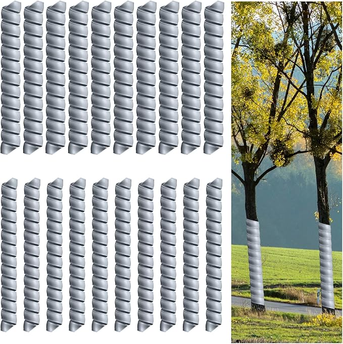 Wesiti 20 Pcs Tree Trunk Protector Plastic Spiral Trunk Tree Wrap Guard Bark Tube Protectors to Protect Bark Saplings from Deer Cats Rodents Rabbit Mowers (Grey)